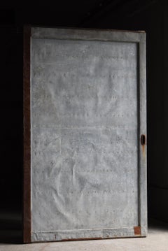 Japanese Antique Sliding Door with Galvanized Steel 1860s-1900s / Wabi Sabi