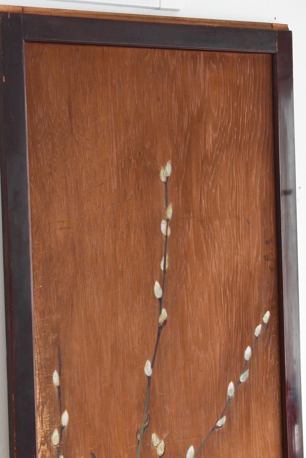 Japanese Antique Sliding Door / Wooden Door with Birds / Painting / Partition 3