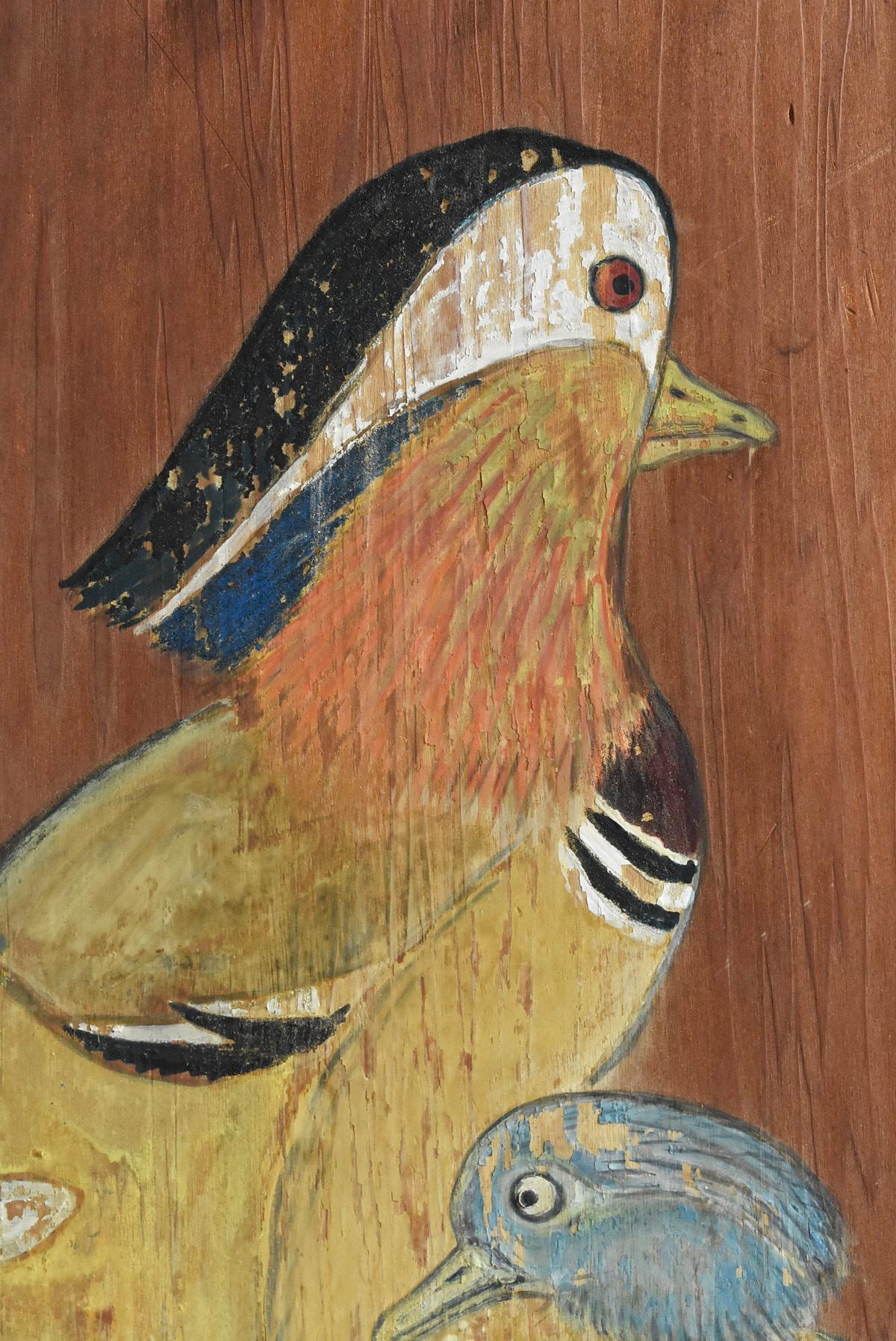 Japanese Antique Sliding Door / Wooden Door with Birds / Painting / Partition 5
