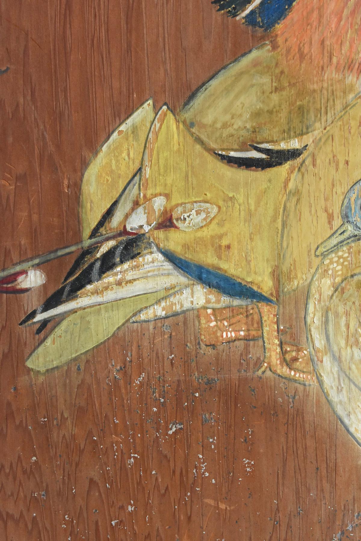 Japanese Antique Sliding Door / Wooden Door with Birds / Painting / Partition 6