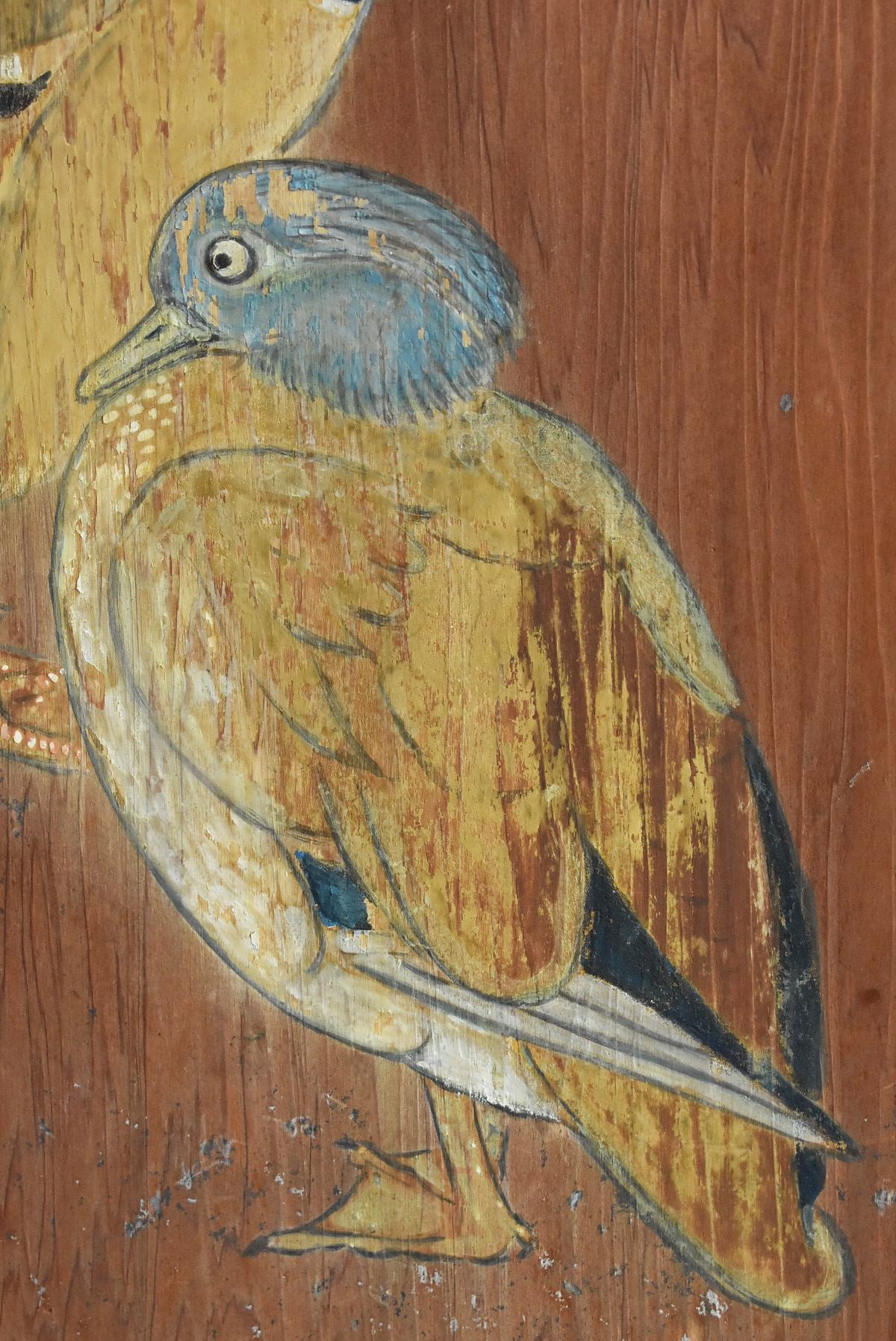 Japanese Antique Sliding Door / Wooden Door with Birds / Painting / Partition 7