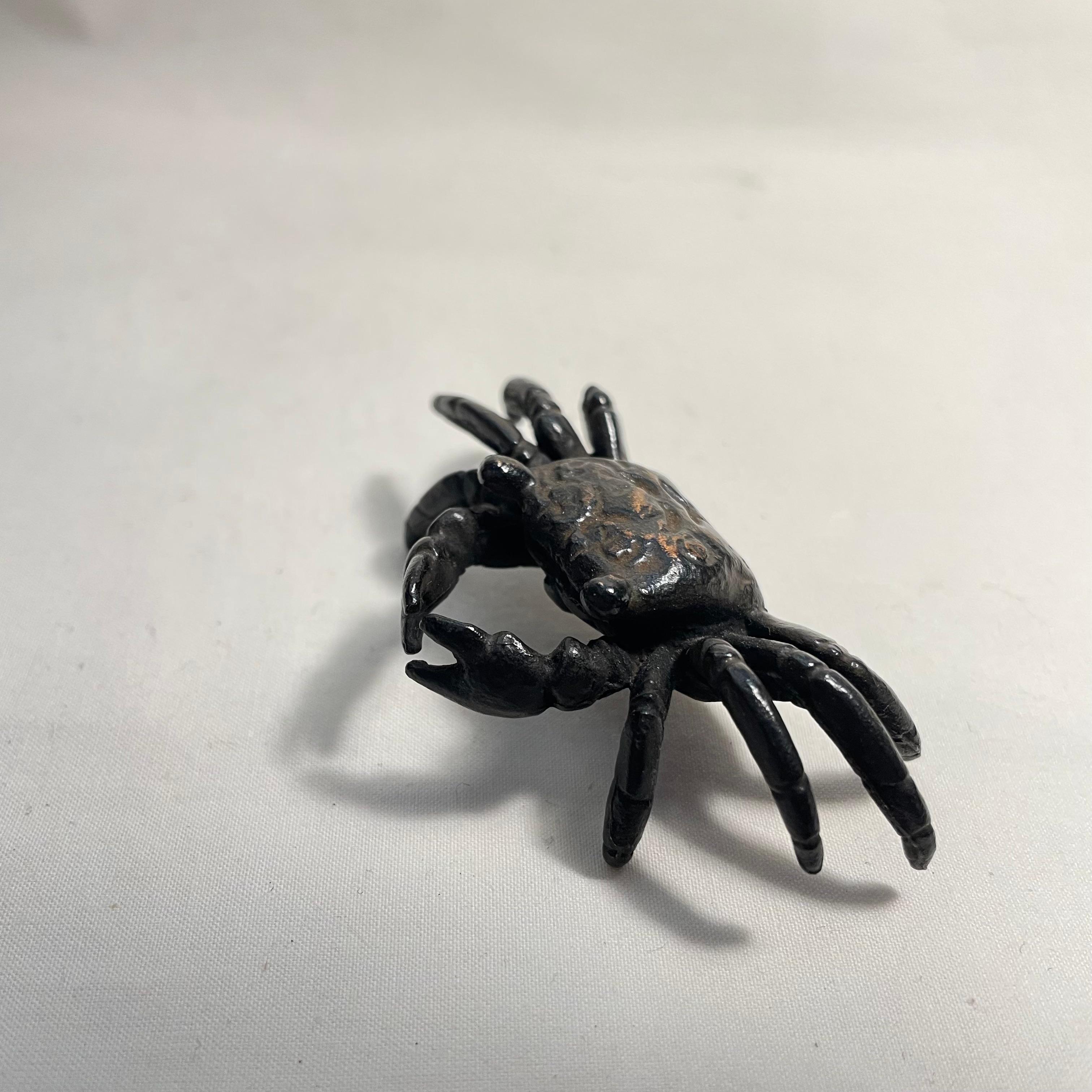 Antike japanische Krabbe aus Bronze, 1930er Jahre, Japanisch im Angebot 2