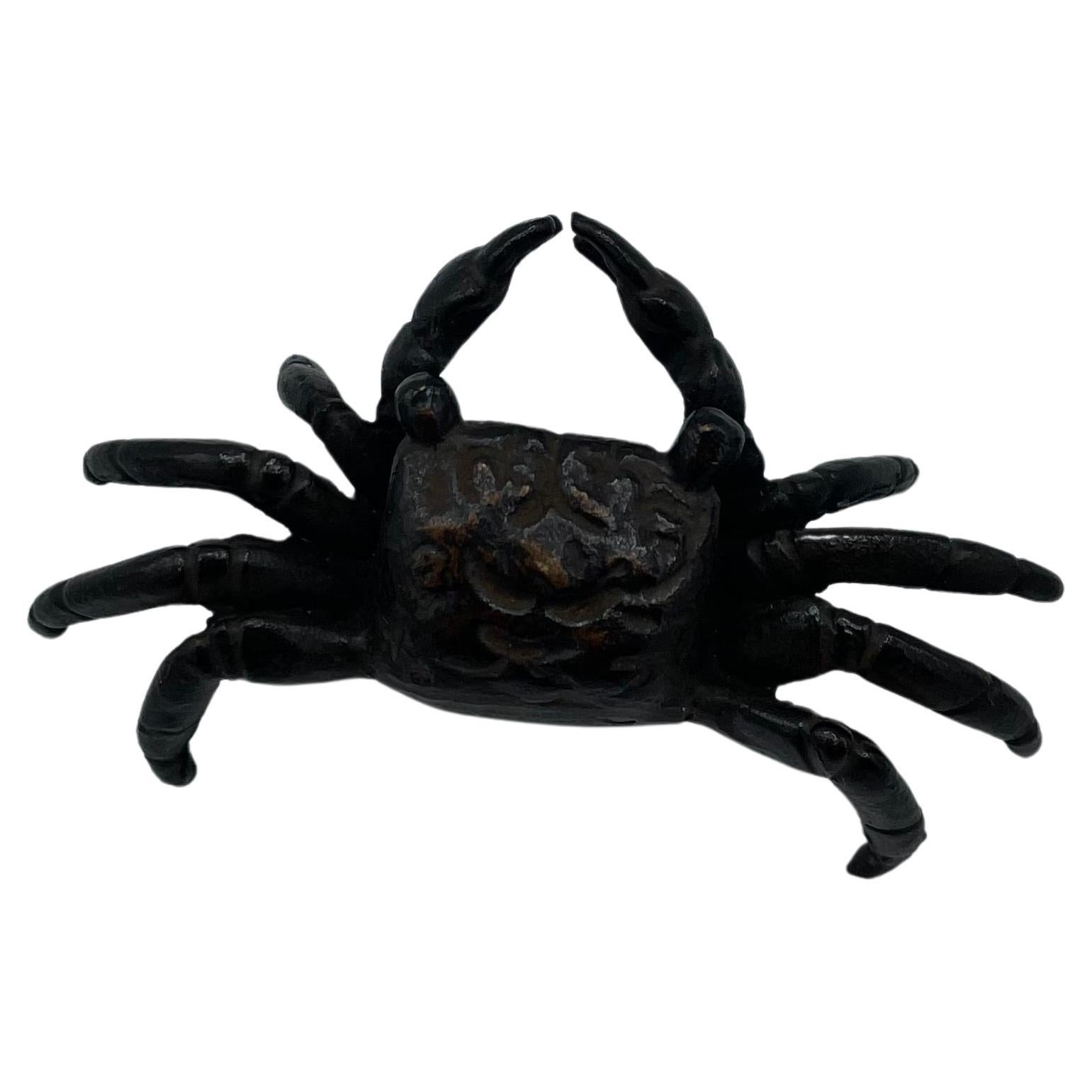Japanese Antique Small Bronze Crab 1930s For Sale