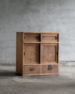 Japanese Antique Small Cabinet with Wooden Door, Taisho Era'1912-1926'Wabi Sabi