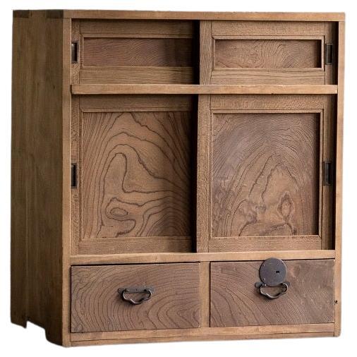 Japanese Antique Small Cabinet with Wooden Door, Taisho Era'1912-1926'Wabi Sabi