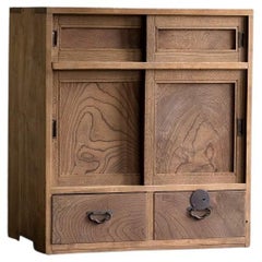 Japanese Antique Small Cabinet with Wooden Door, Taisho Era'1912-1926'Wabi Sabi