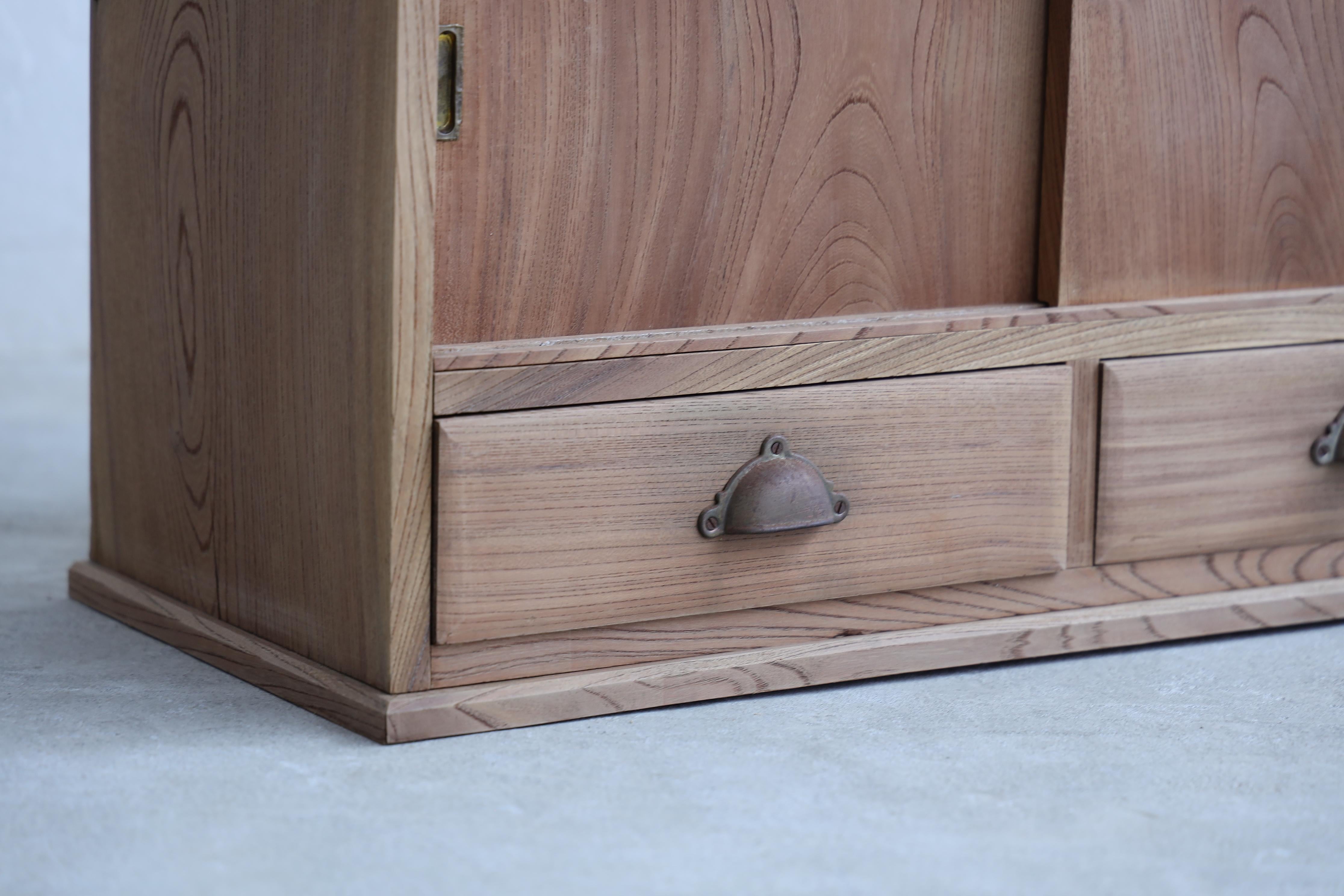 Taisho Japanese Antique Small Cabinets, Zelkova sofa sideboard, Wabi Sabi, Japandi For Sale