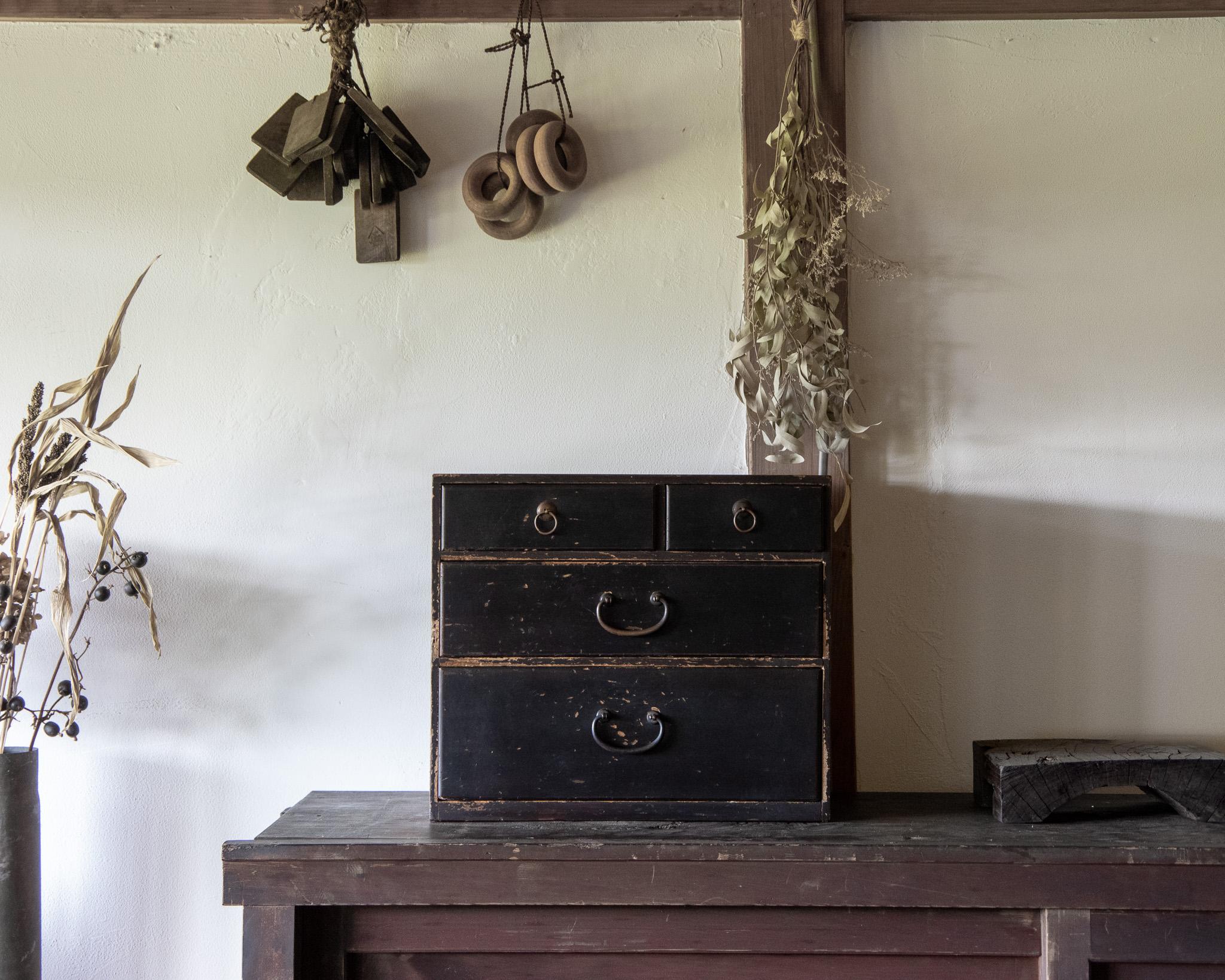 Japanese Antique Small Chest of Drawers, Keio Era (Edo Period, 1867), Wabi Sabi For Sale 5