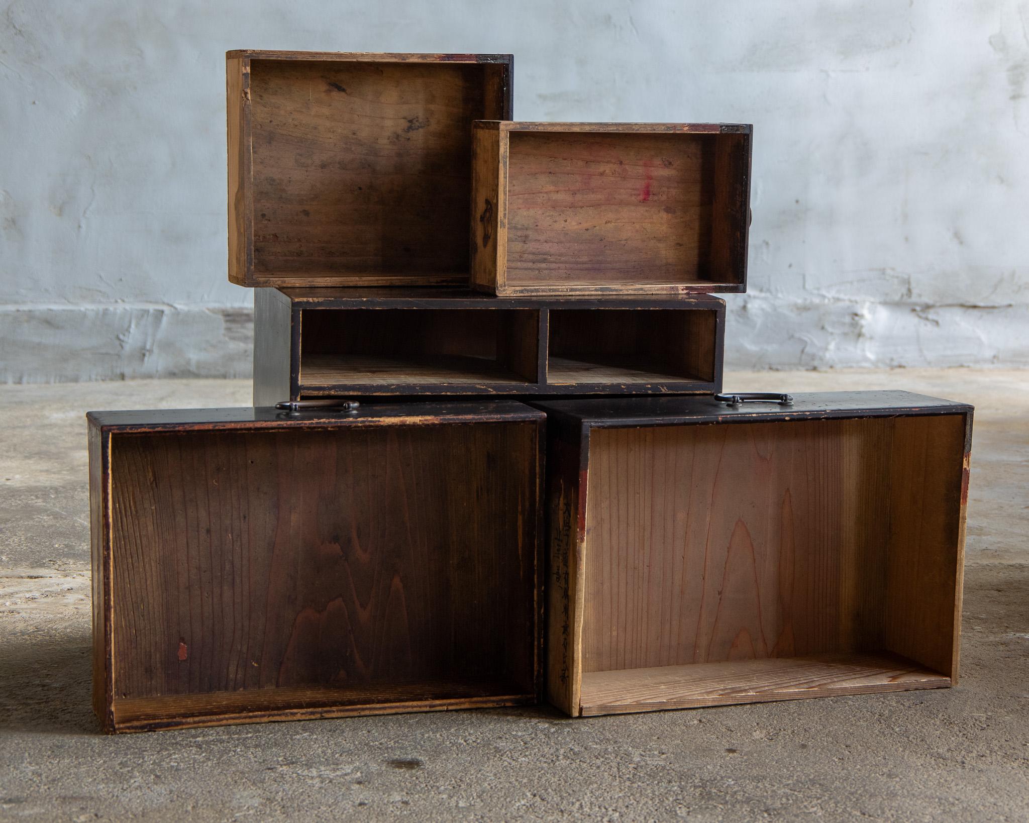 Japanese Antique Small Chest of Drawers, Keio Era (Edo Period, 1867), Wabi Sabi For Sale 6