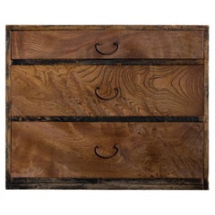 Japanese Antique Small Chest of Drawers, Keyaki Wood, Meiji Era “1868–1912”