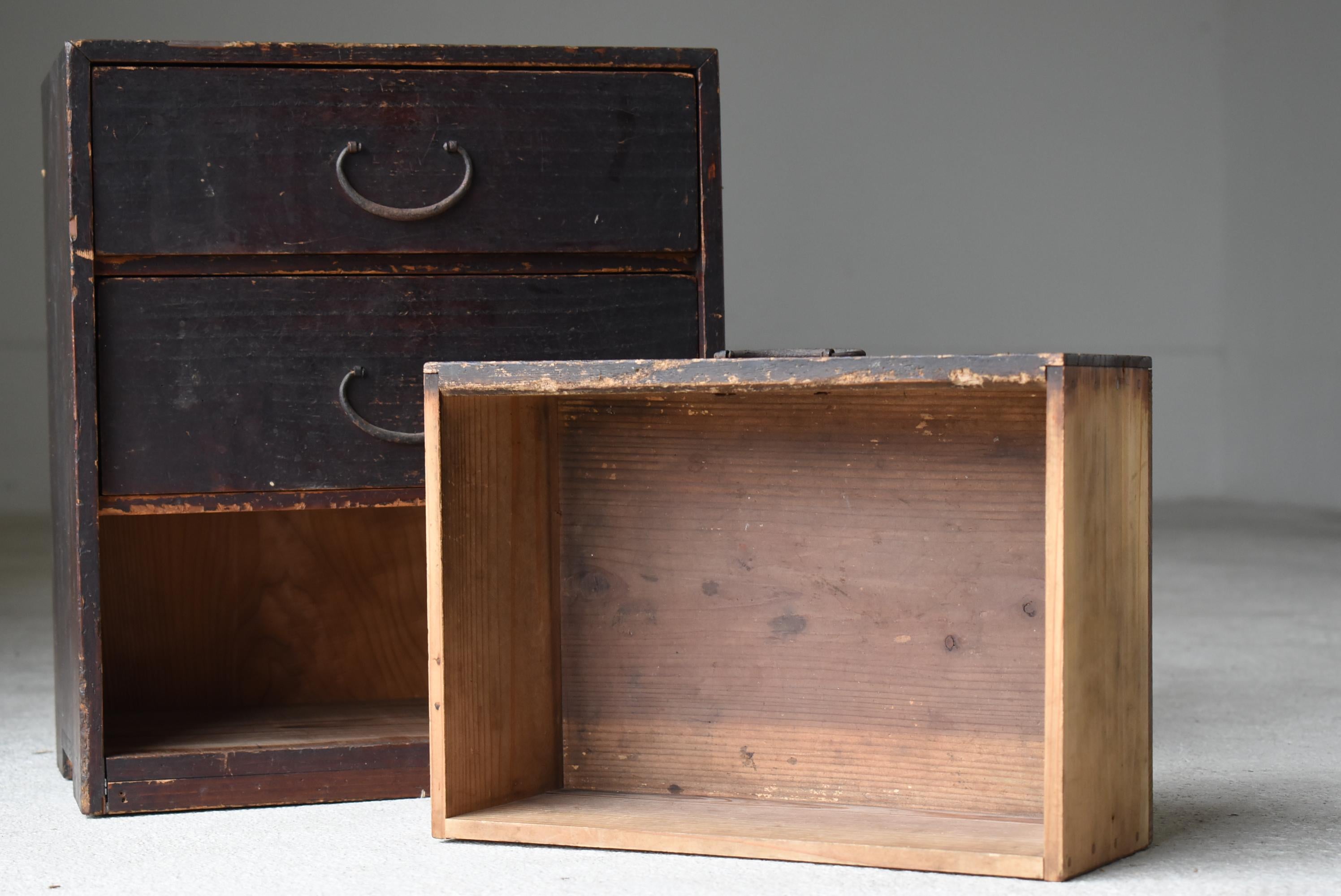 Cedar Japanese Antique Small Drawer 1860s-1900s / Tansu Cabinet Wabi Sabi Storage