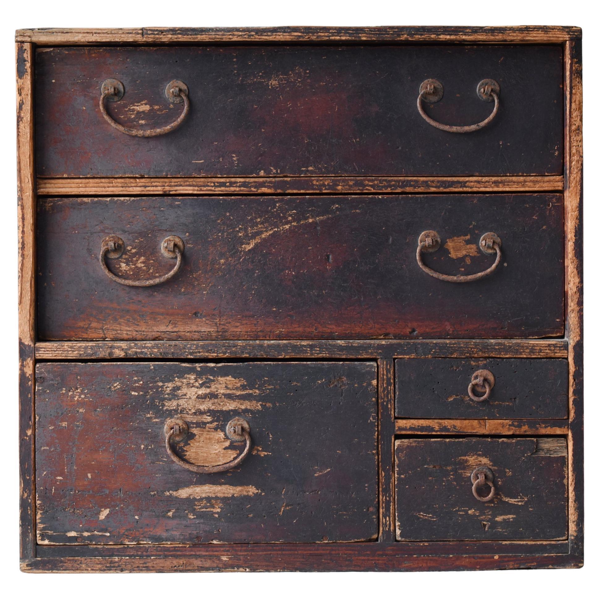 Petit tiroir japonais ancien 1860s-1900s / Tansu Wabi Sabi