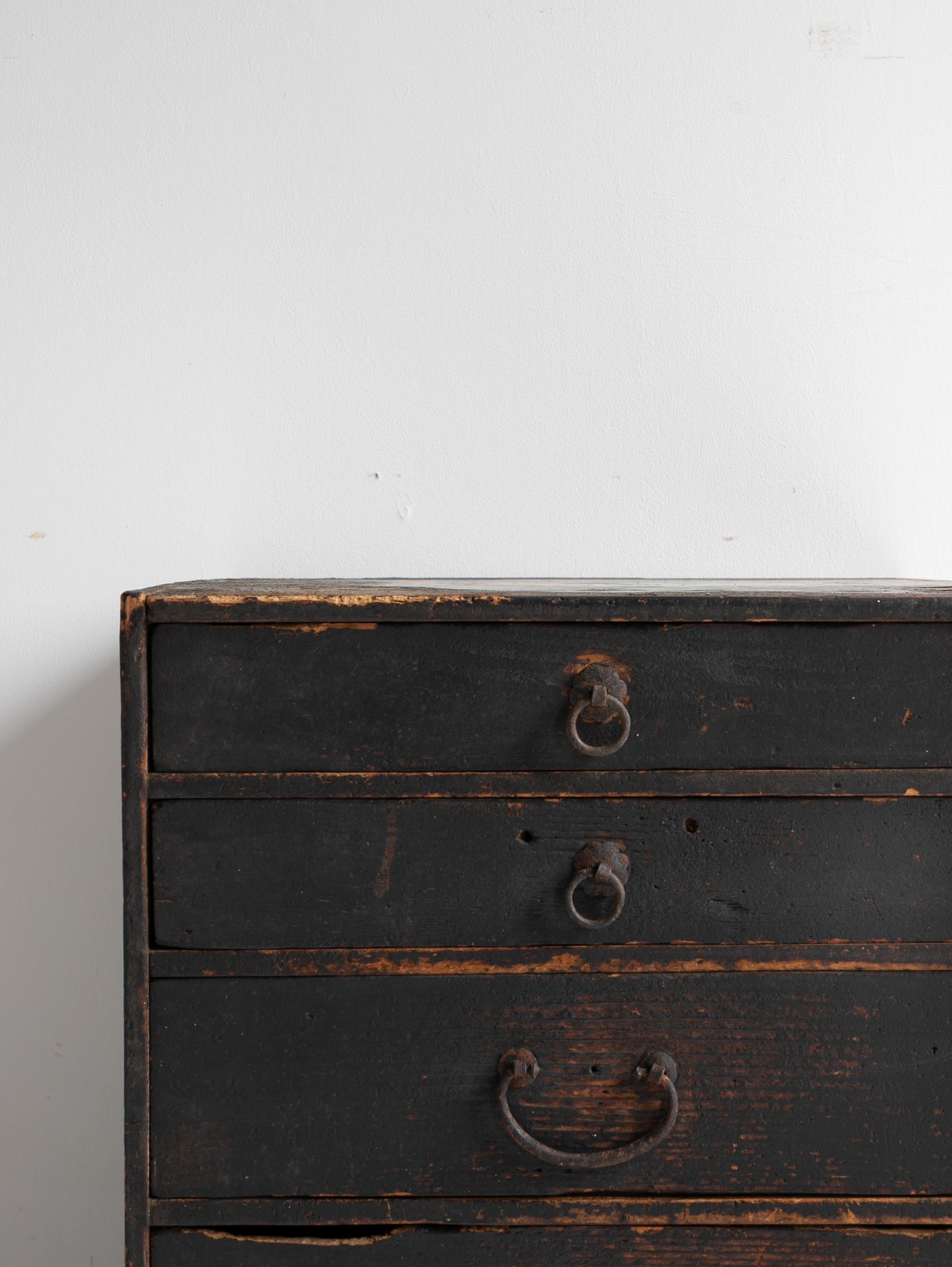 Iron Japanese Antique Small Drawer 1860s-1920s Meiji period /  Tansu / Wabisabi / For Sale
