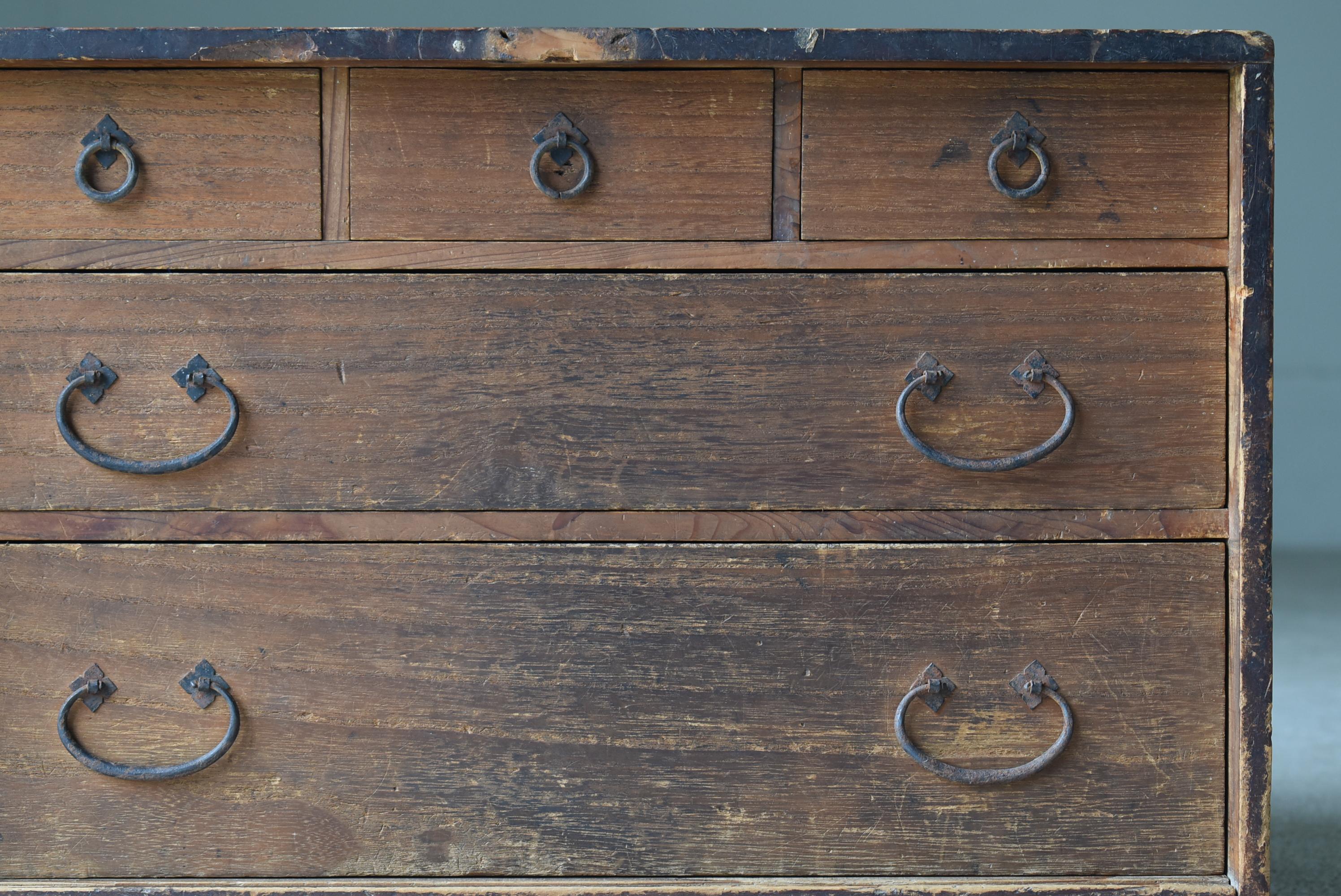 Wood Japanese Antique Small Drawer 1860s-1920s / Tansu Storage Wabi Sabi