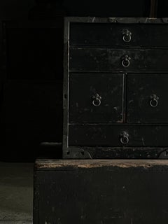 Japanese Antique Small drawer Black lacquer/Late Edo 1800s~1860s Wabi-Sabi Tansu