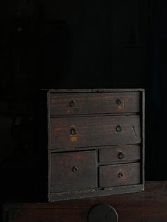 Japanese Antique Small drawer Reddish Black/1860s~1900s Wabi-Sabi Storage Tansu