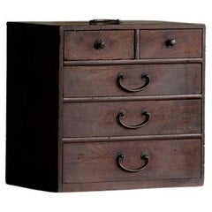 Japanese Antique Small Five-Drawer Chest, Taisho Era'1912-1926', Wabi Sabi