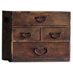 Japanese Antique Small Four-Drawer Chest, Taisho Era'1912-1926', Wabi Sabi