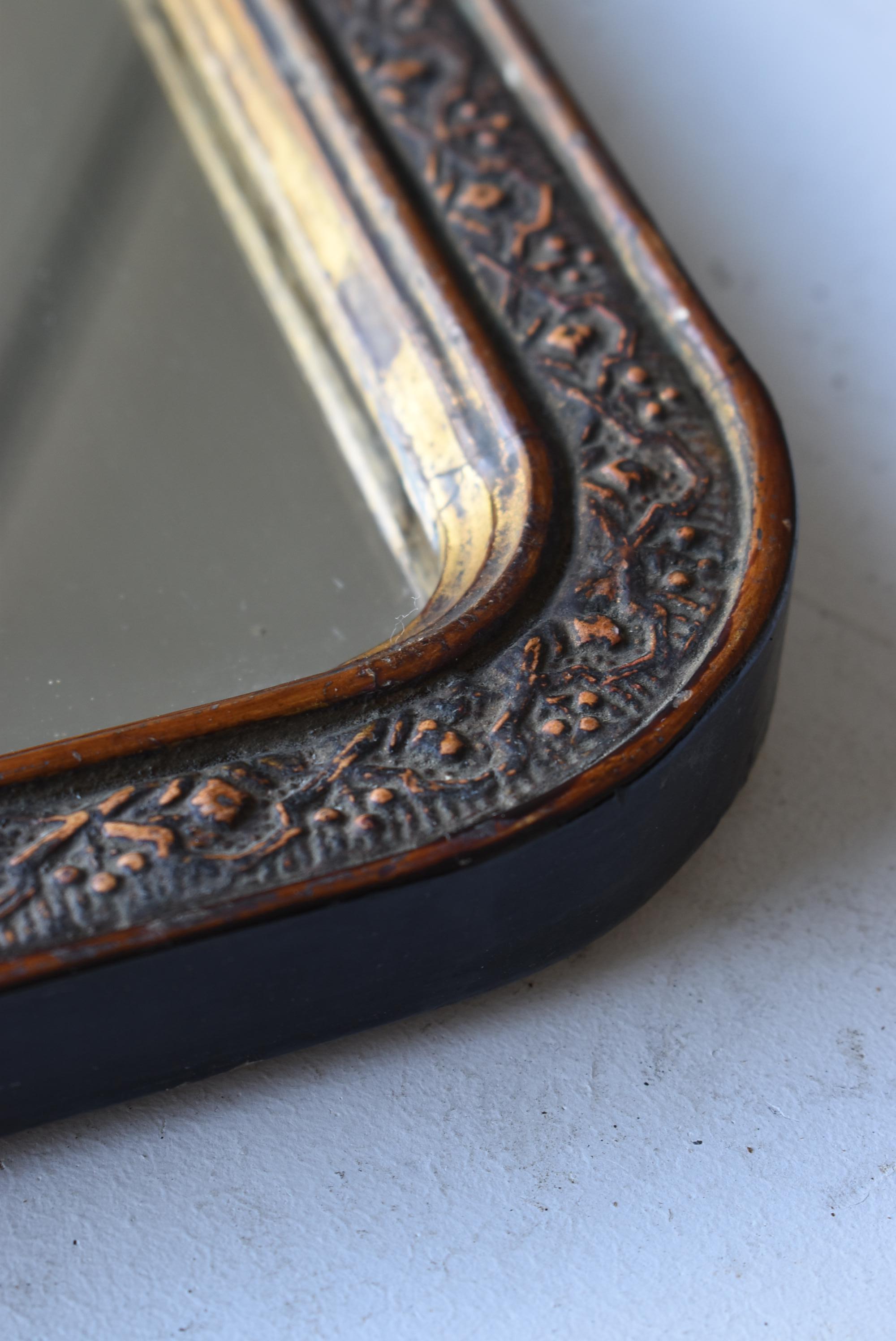 Japanese Antique Small Mirror 1860s-1900s / Wabi Sabi Object Wall Decoration 5