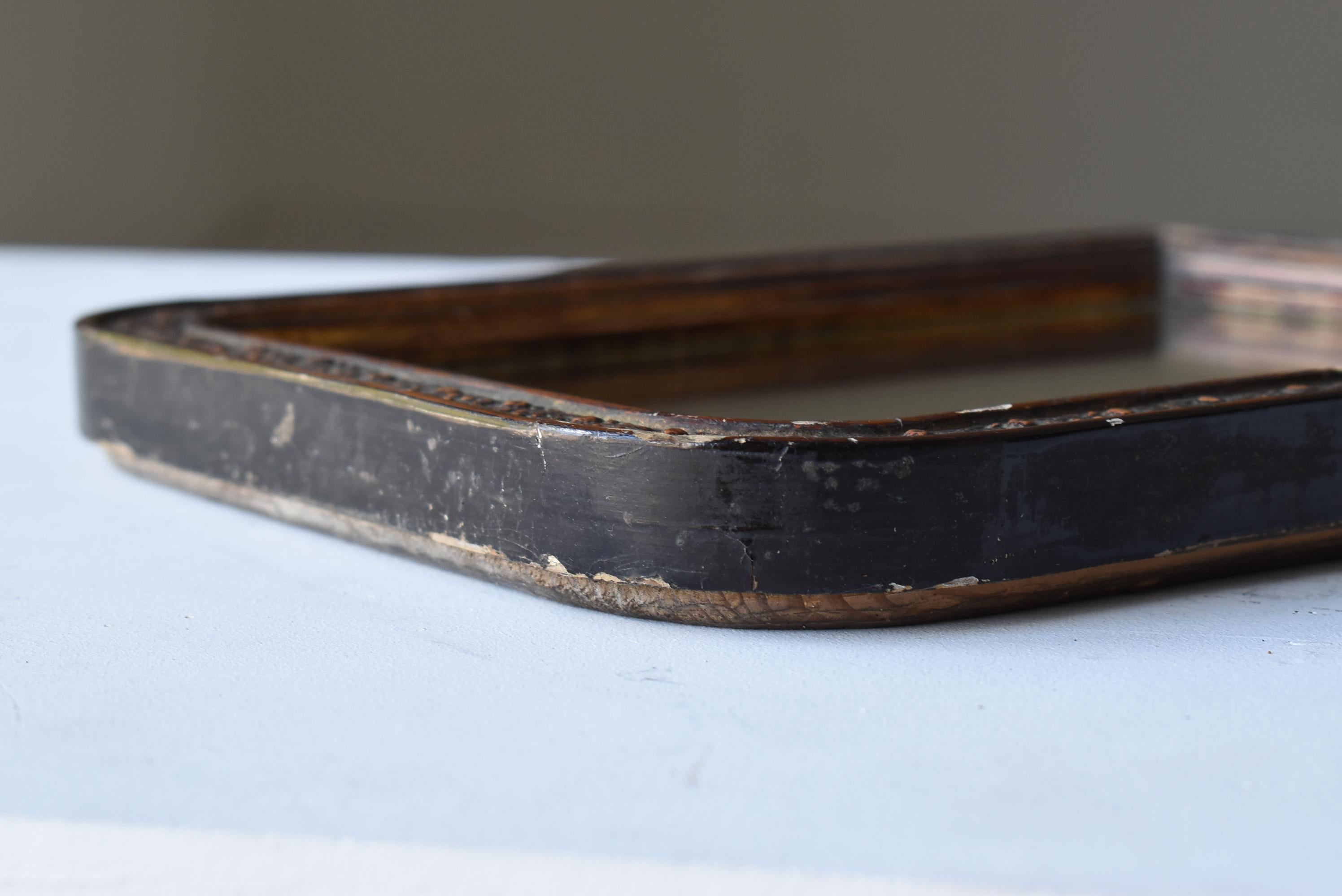 Japanese Antique Small Mirror 1860s-1900s / Wabi Sabi Object Wall Decoration 6