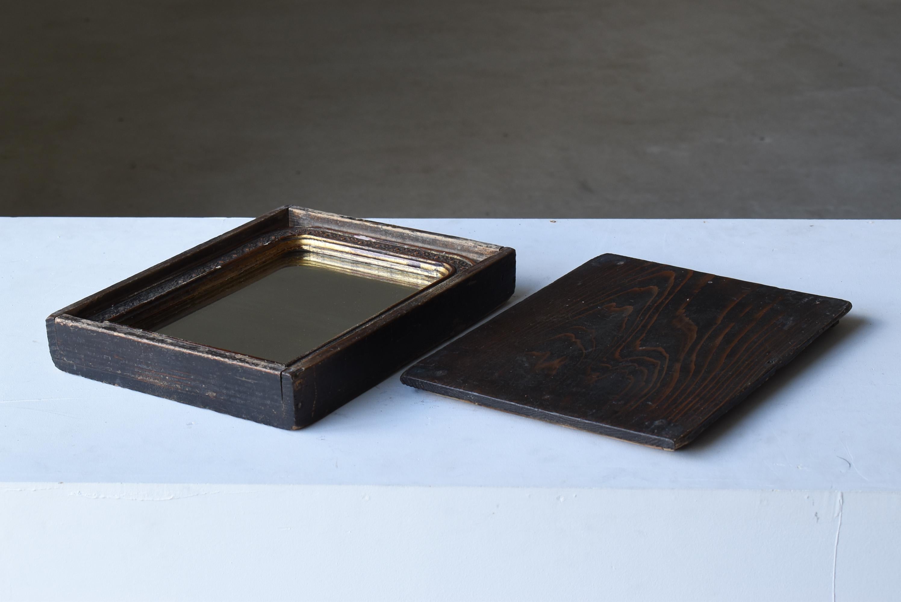 Japanese Antique Small Mirror 1860s-1900s / Wabi Sabi Object Wall Decoration 9
