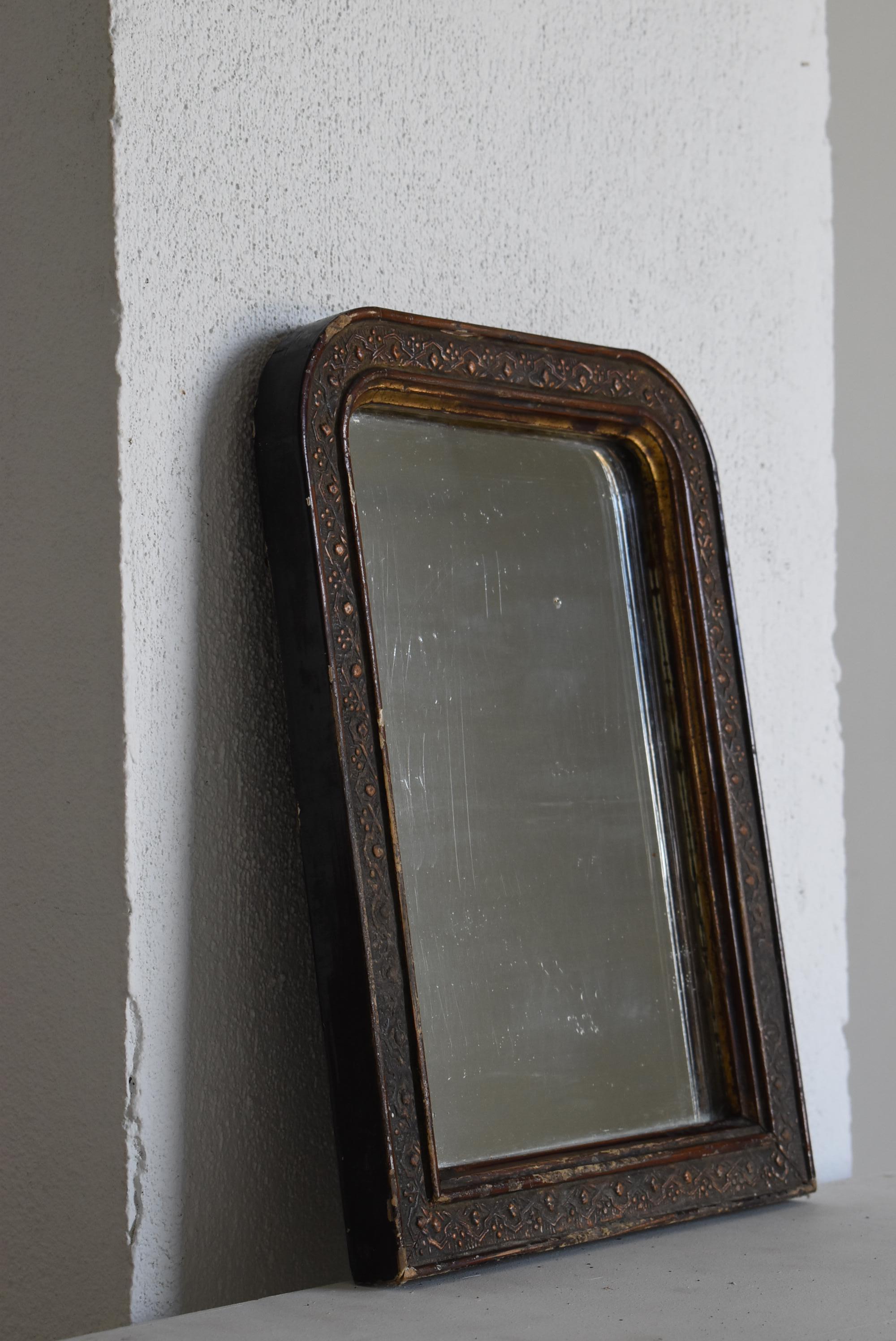 Meiji Japanese Antique Small Mirror 1860s-1900s / Wabi Sabi Object Wall Decoration