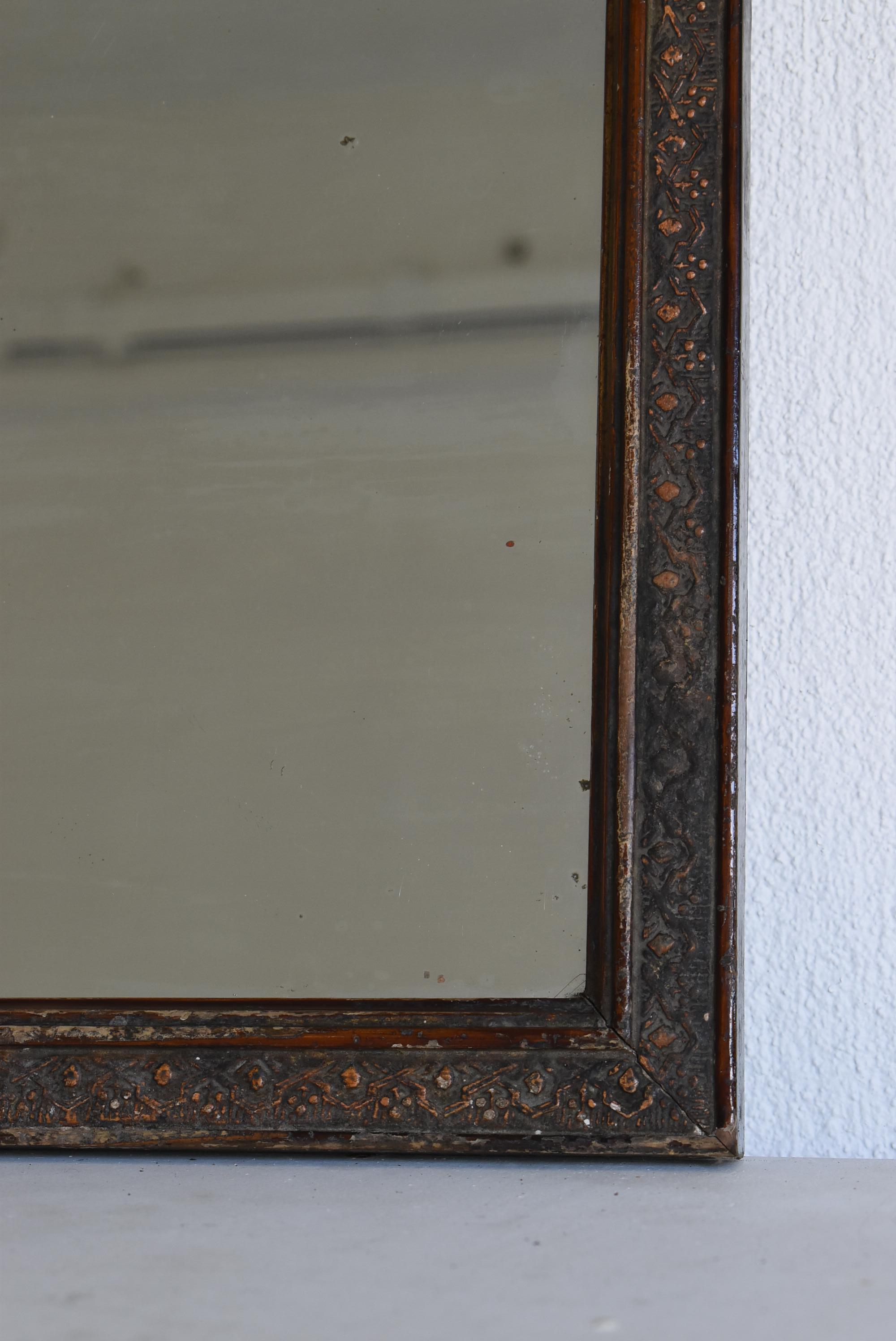 20th Century Japanese Antique Small Mirror 1860s-1900s / Wabi Sabi Object Wall Decoration