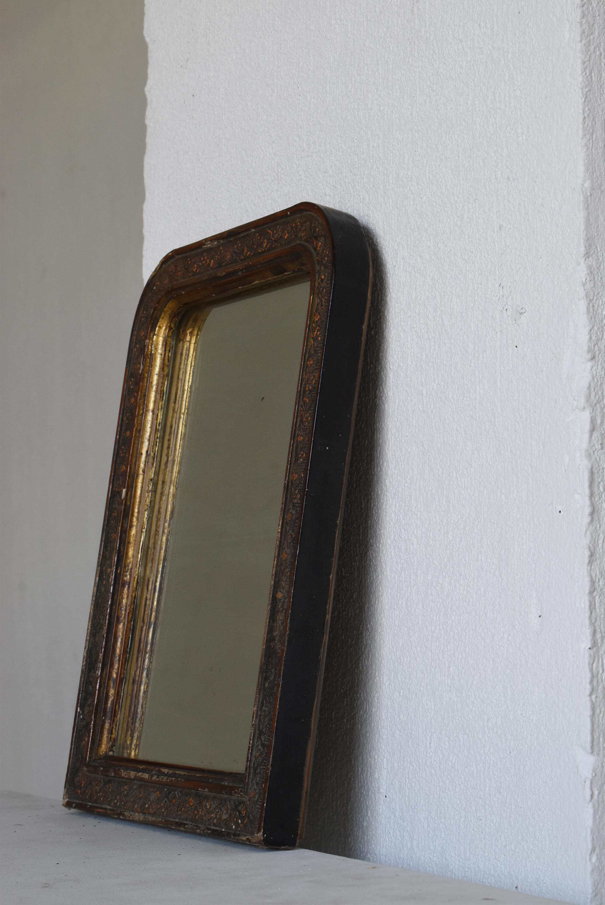Japanese Antique Small Mirror 1860s-1900s / Wabi Sabi Object Wall Decoration 1