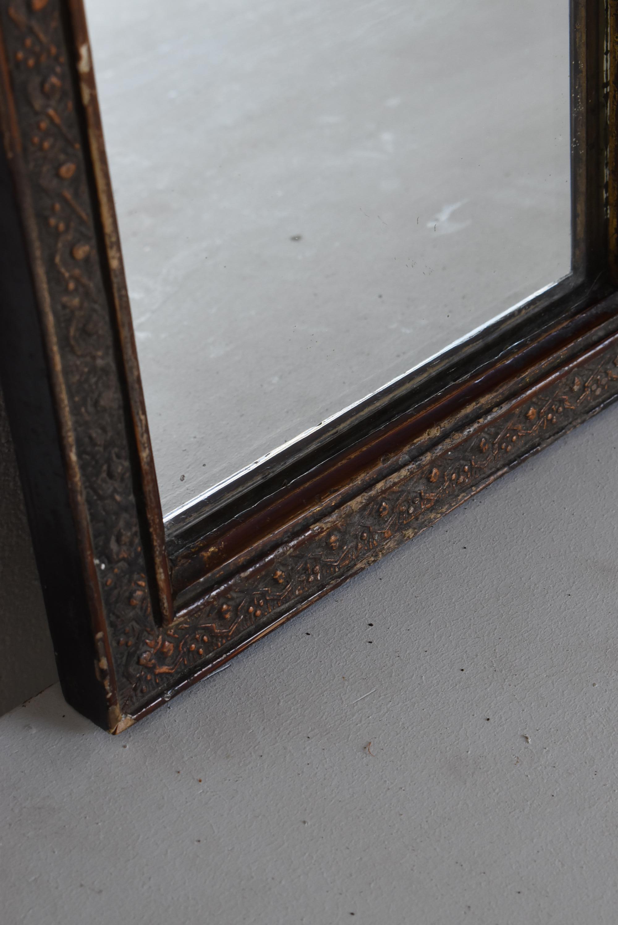 Japanese Antique Small Mirror 1860s-1900s / Wabi Sabi Object Wall Decoration 2