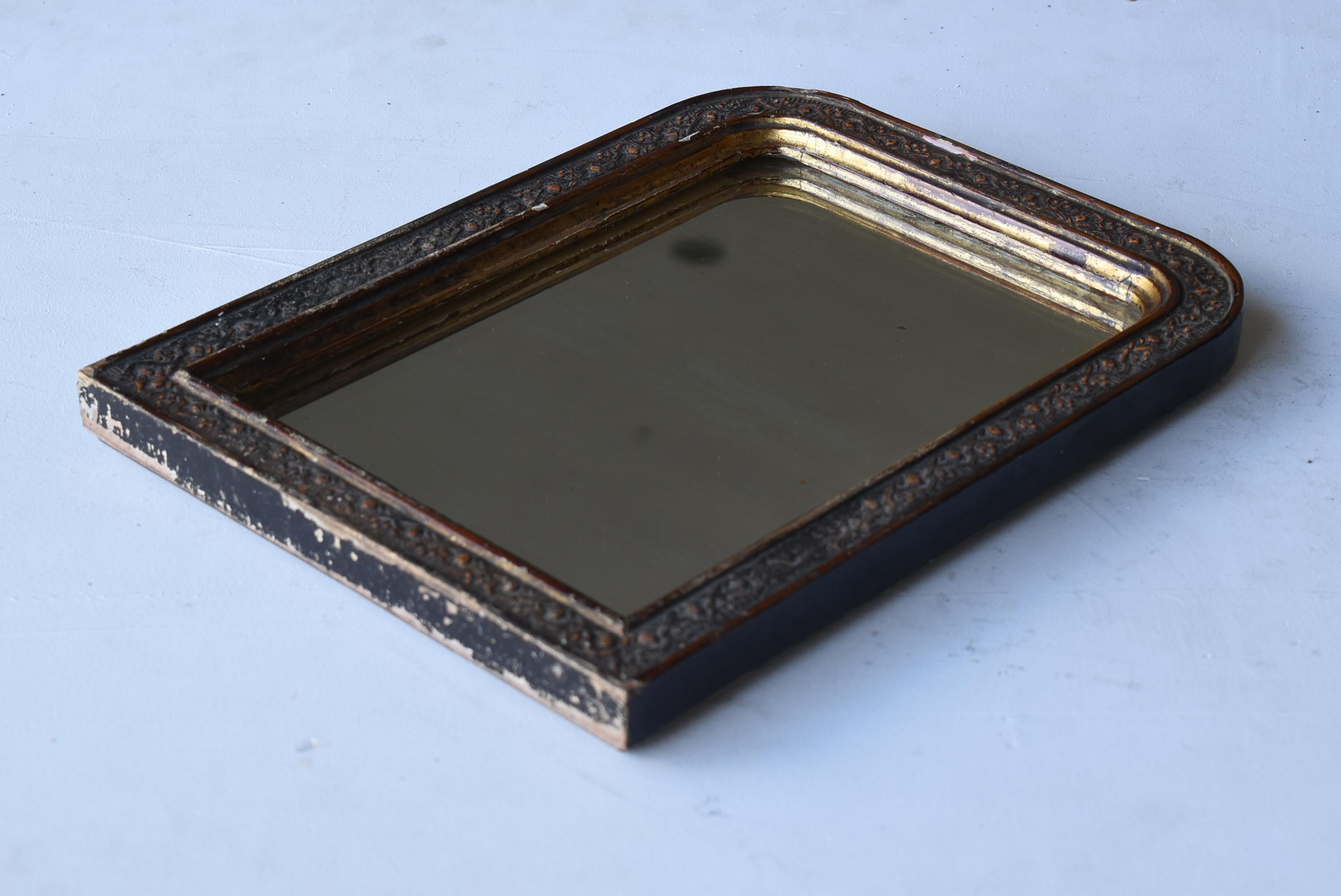 Japanese Antique Small Mirror 1860s-1900s / Wabi Sabi Object Wall Decoration 3