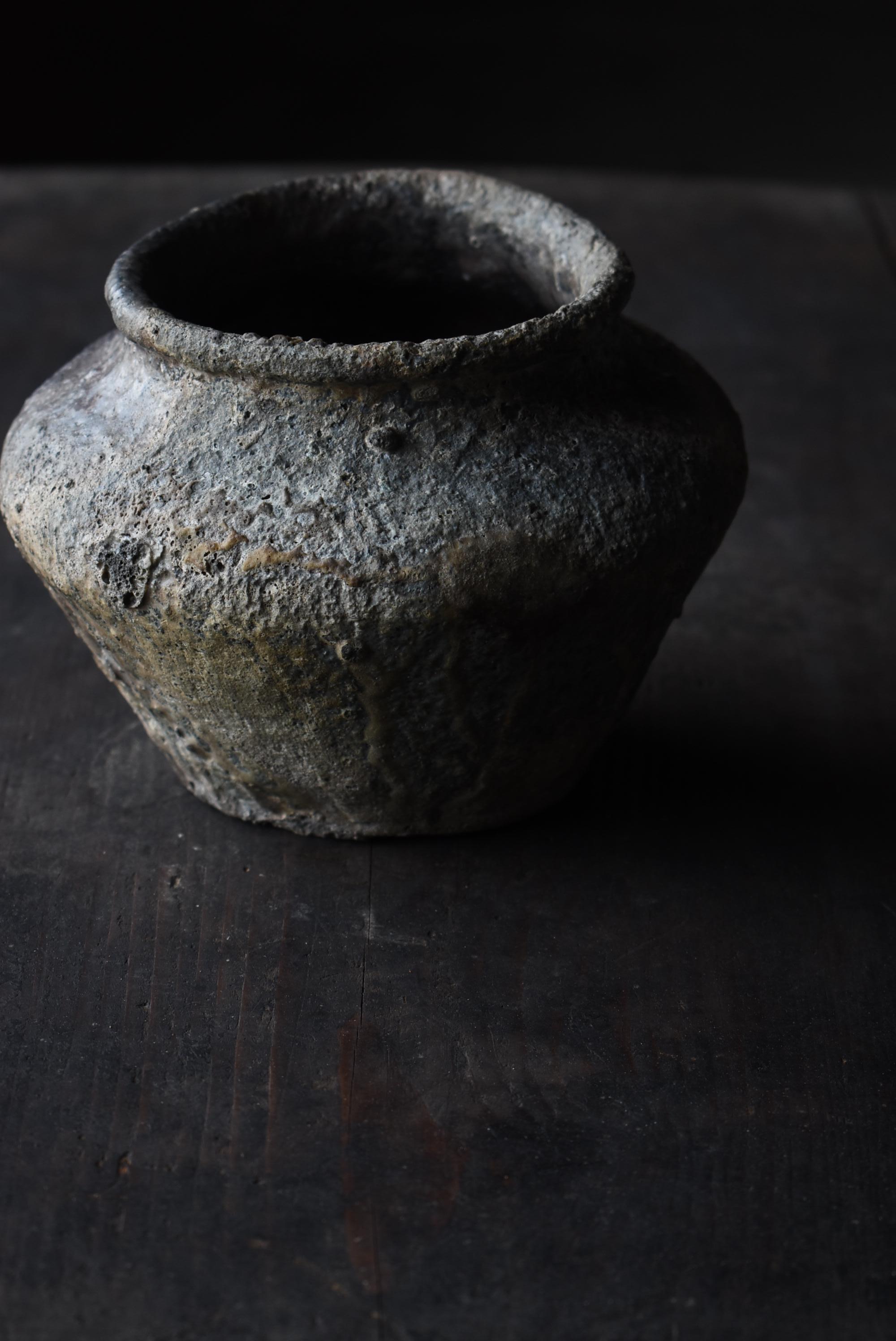 Ancien vase de poterie japonais / Vase à fleurs Wabi Sabi en vente 9