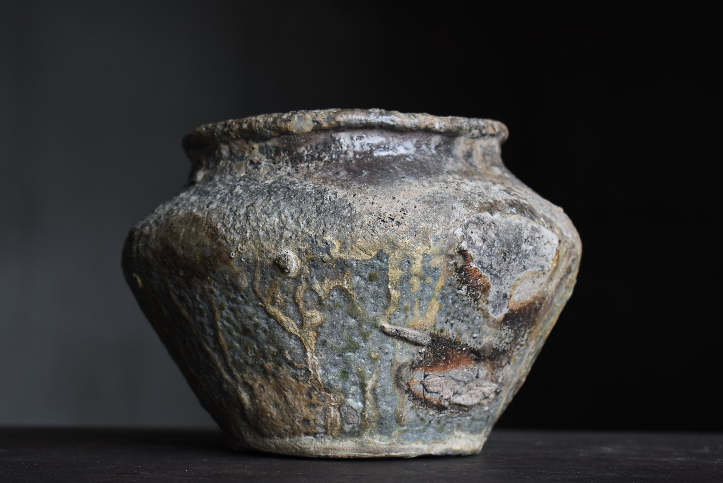 20ième siècle Ancien vase de poterie japonais / Vase à fleurs Wabi Sabi en vente