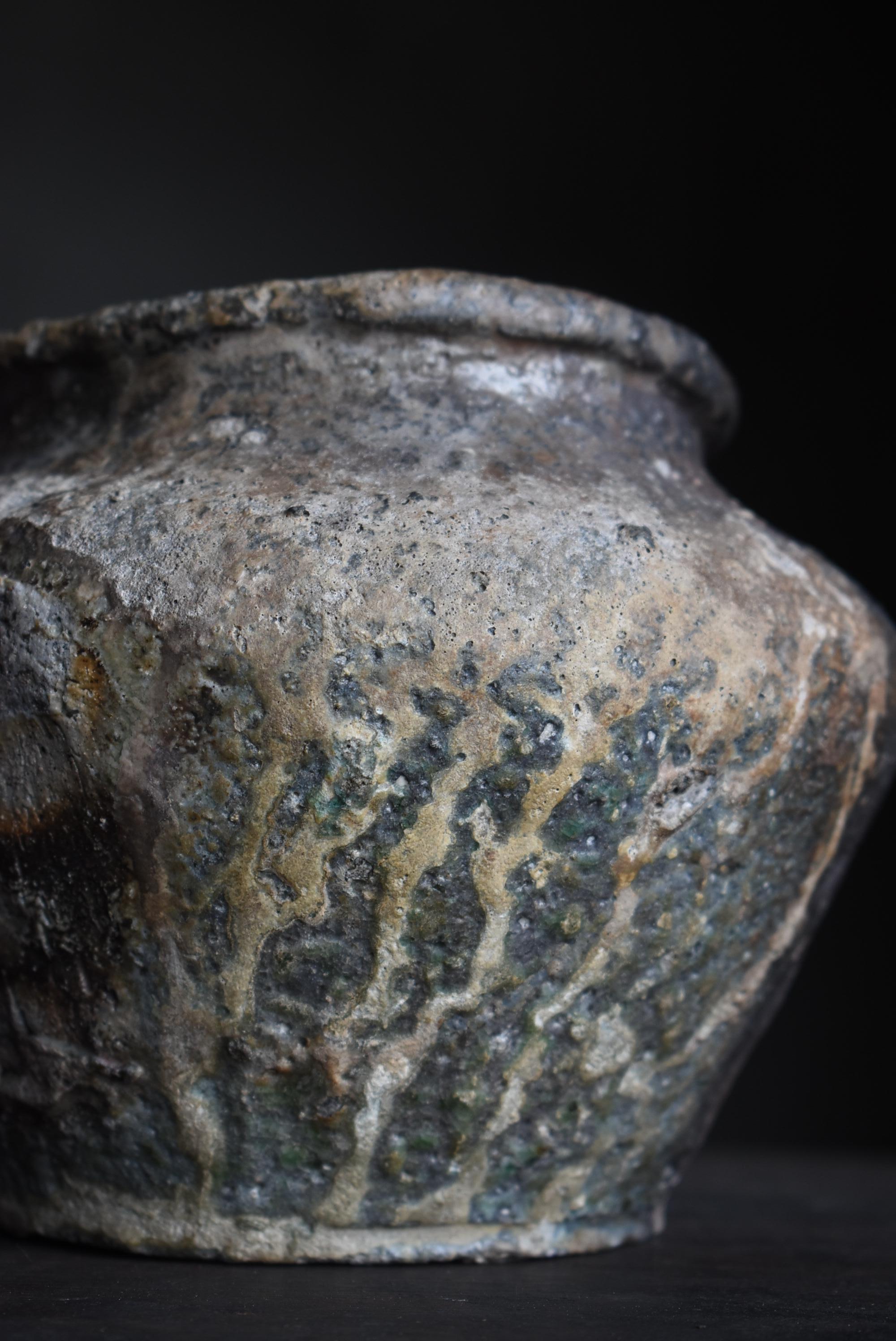 Ancien vase de poterie japonais / Vase à fleurs Wabi Sabi en vente 2