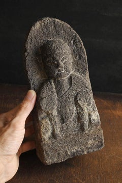 Japanese antique small rice field god / Edo period / Jizo Bodhisattva stone stat