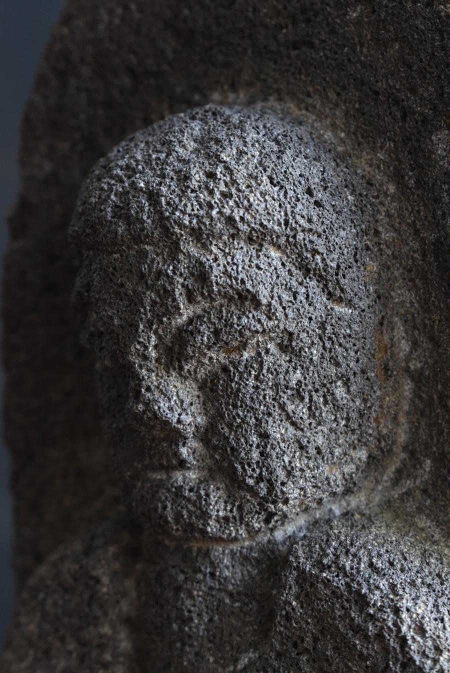 Stone Japanese antique small rice field god / Edo period / Jizo Bodhisattva stone stat