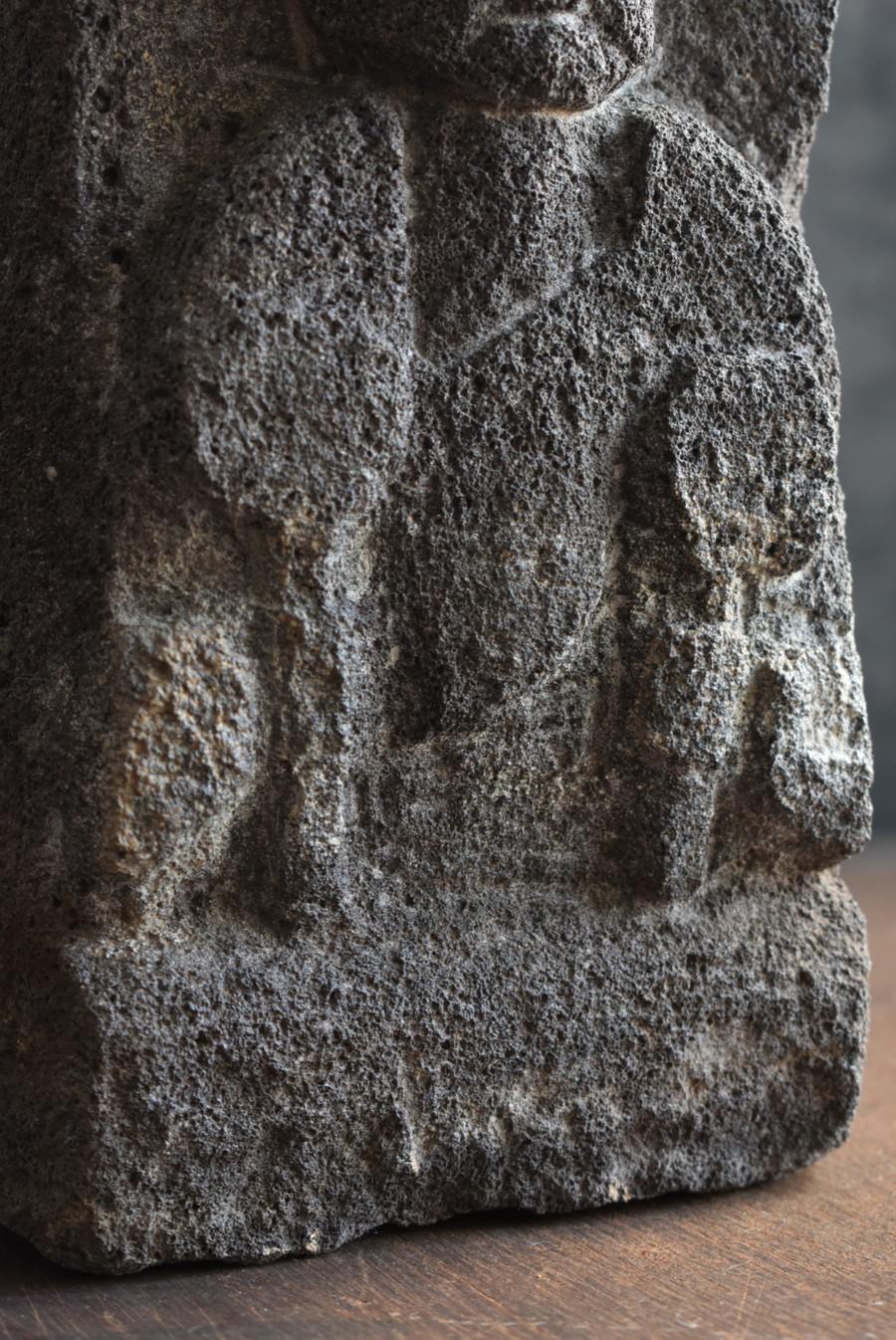 Japanese antique small rice field god / Edo period / Jizo Bodhisattva stone stat 1