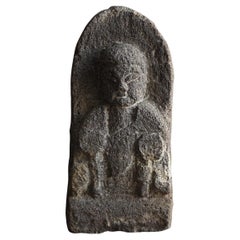 Japanese antique small rice field god / Edo period / Jizo Bodhisattva stone stat