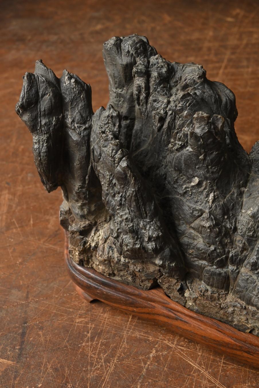 Japanese antique small scholar's stone/[Suiseki]/appreciated stone/mountain For Sale 6