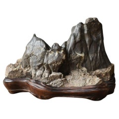 Japanese antique, small scholar's stone/[Suiseki]/appreciated stone/mountain