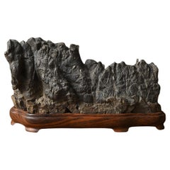 Japanese antique small scholar's stone/[Suiseki]/appreciated stone/mountain