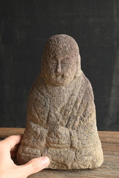 Japanese antique small stone Buddha/1750-1868/Edo period/Jizo Bodhisattva