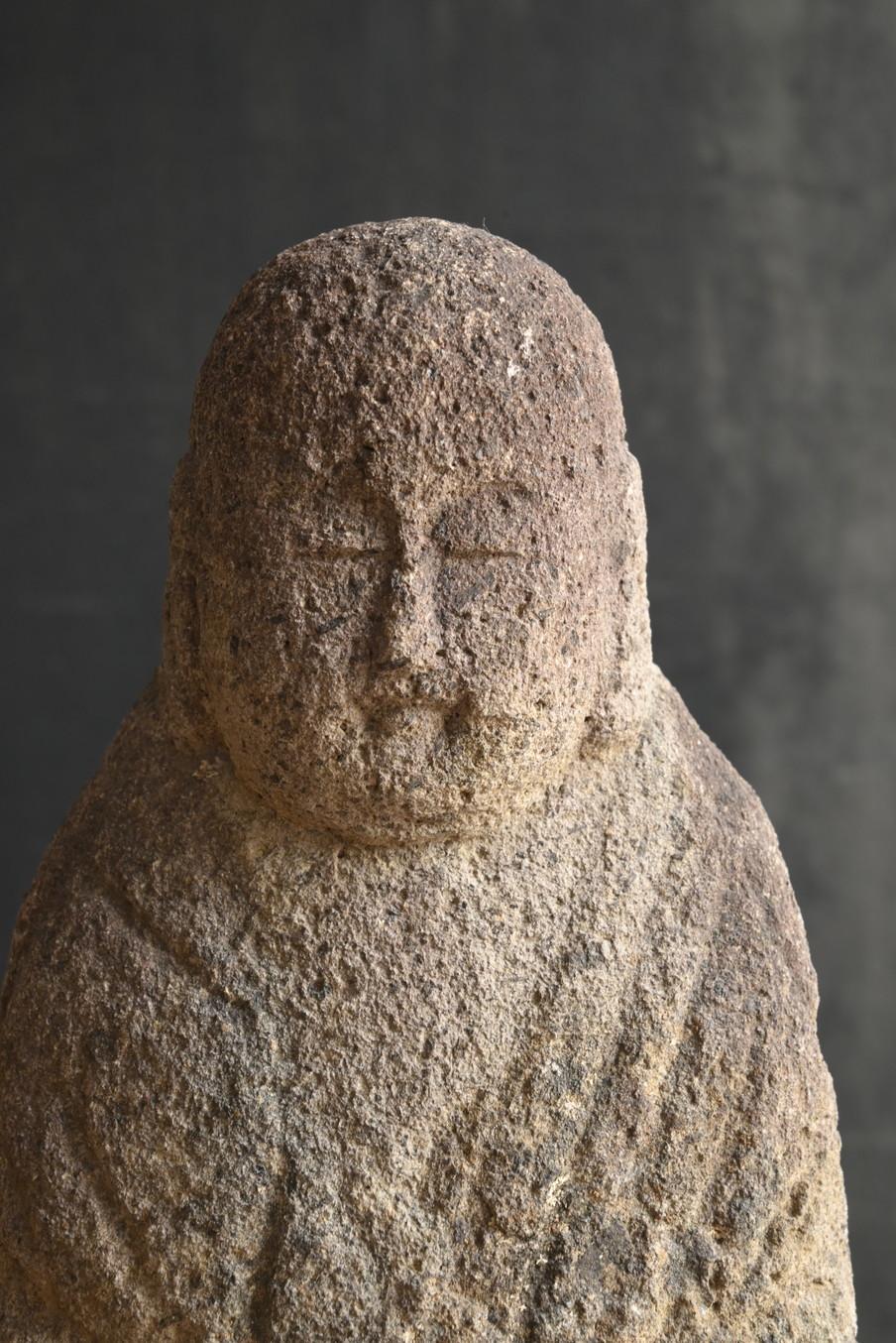 Japanese antique small stone Buddha/1750-1868/Edo period/Jizo Bodhisattva In Good Condition In Sammu-shi, Chiba