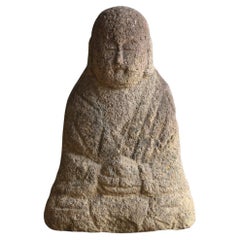 Piccolo Buddha giapponese antico in pietra/1750-1868/periodo Edo/Jizo Bodhisattva