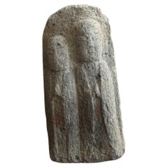 Japanese antique small stone Buddha / Edo period / Two Jizo Bodhisattvas