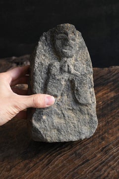 Japanese antique small stone Buddha "Jizo Bodhisattva"/1750-1850/Rare design