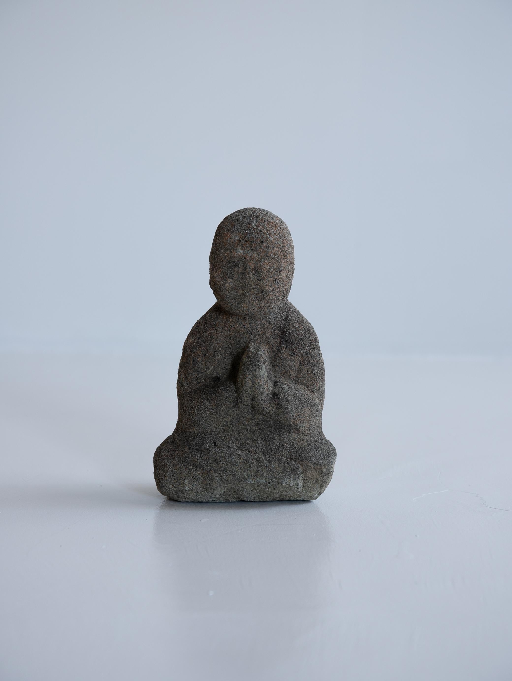 Hand-Carved  Japanese Antique small Stone Buddha/Jizo Bodhisattva/ Edo /1750-1868/ Wabi sabi