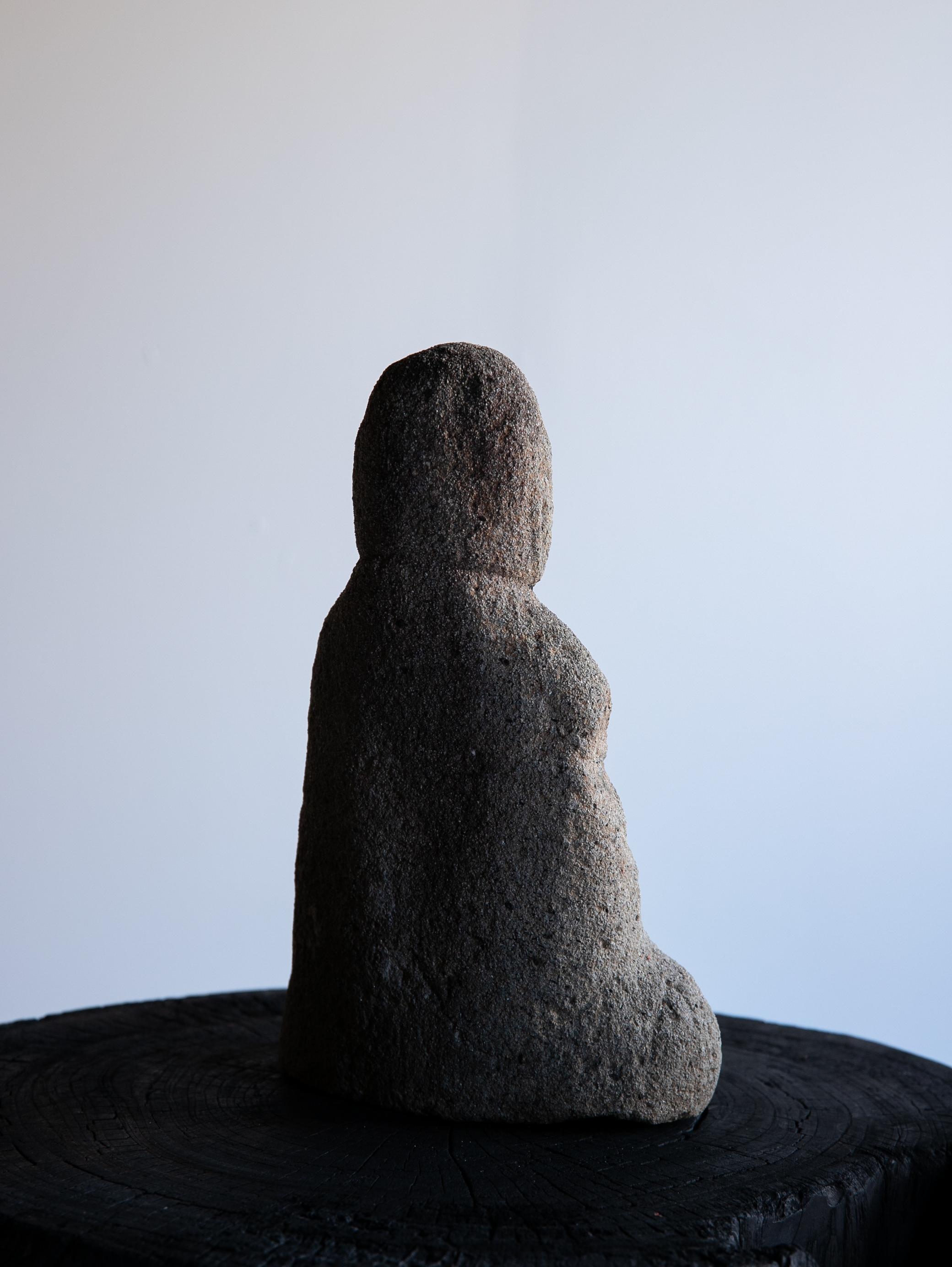 Sandstone Japanese Antique small Stone Buddha/Jizo Bodhisattva/ Edo /1750-1868/ Wabi sabi For Sale