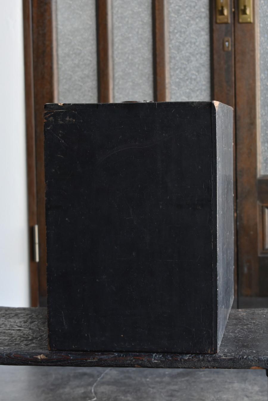 Japanese Antique Small Wooden Black Drawer / 1800-1900 / Tansu Cabinet Storage 4