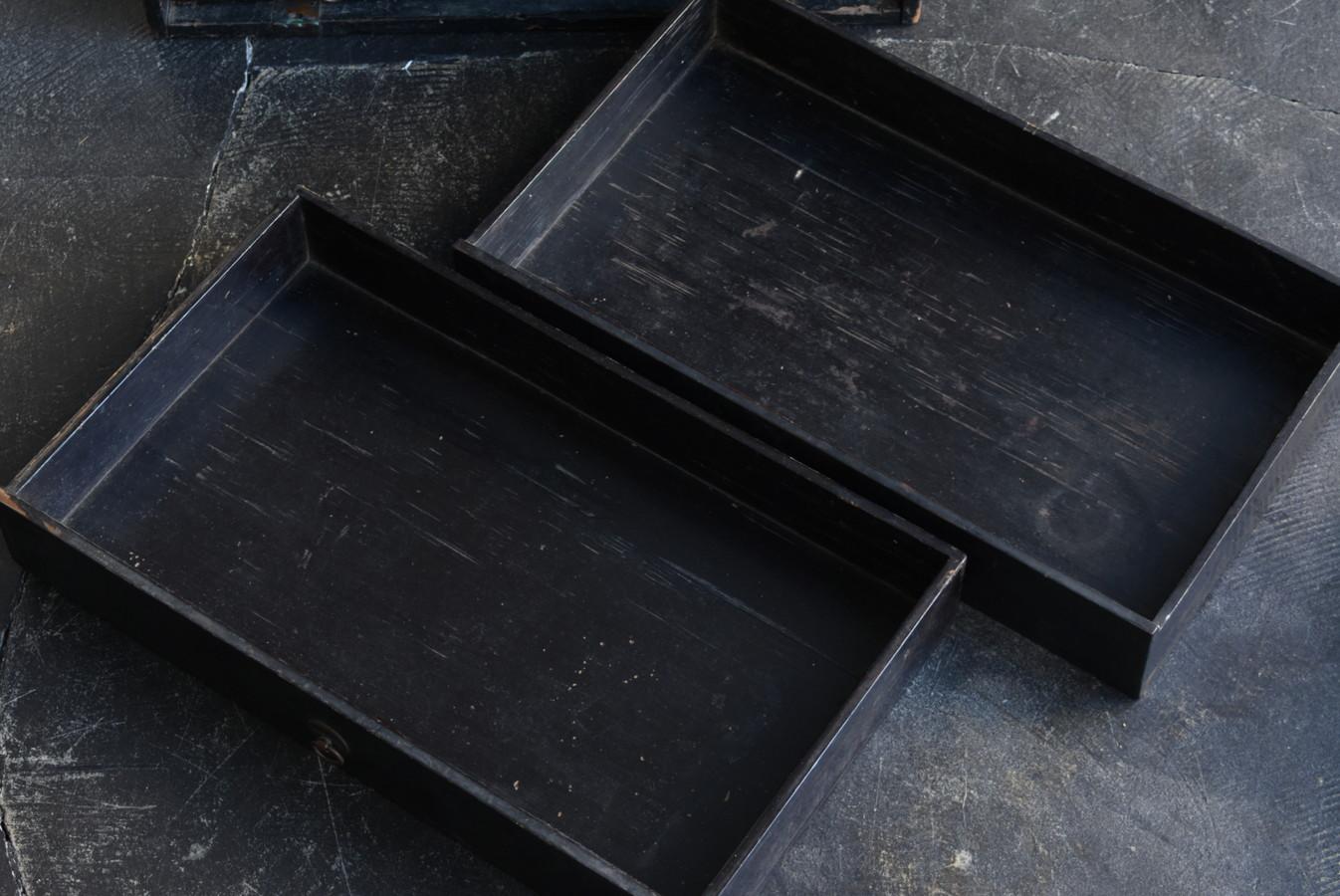 Japanese Antique Small Wooden Black Drawer / 1800-1900 / Tansu Cabinet Storage 6