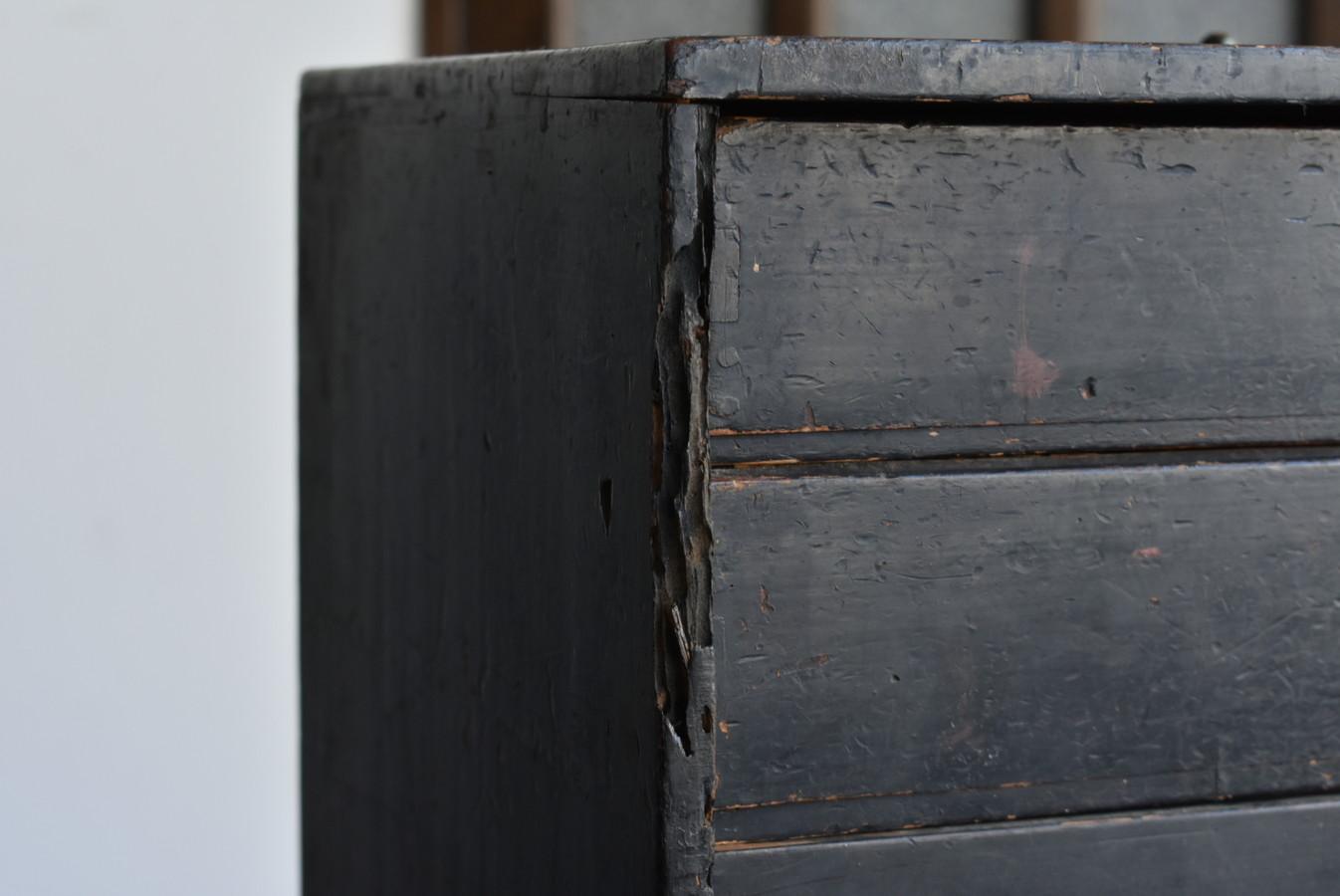 Japanese Antique Small Wooden Black Drawer / 1800-1900 / Tansu Cabinet Storage 2
